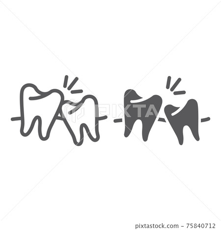 Wisdom teeth line and glyph icon, dentistry and dental, unhealthy teeth sign, vector graphics, a solid pattern on a white background. 75840712