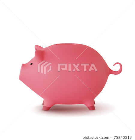 3d realistic moneybox in the form of a pig isolated on white background, vector 3d realistic moneybox in the form of a pig isolated on white background, vector 75840813
