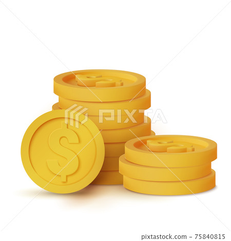3d realistic coins isolated on white coin icon, vector 3d realistic coins isolated on white coin icon, vector 75840815