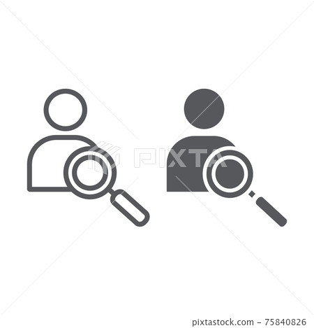 Recruiting line and glyph icon, recruitment and job, employee search sign, vector graphics, a linear pattern on a white background. Recruiting line and glyph icon, recruitment and job, employee search sign, vector graphics, a linear pattern on a white background. 75840826