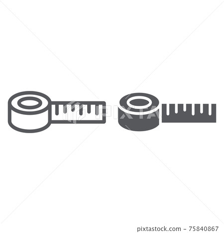 Centimeter line and glyph icon, ruler and meter, measuring tape sign, vector graphics, a linear pattern on a white background. 75840867