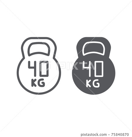 Kettlebell line and glyph icon, sport and gym,... - Stock Illustration ...
