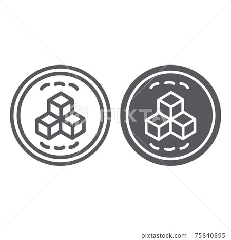 Sugar line and glyph icon, food and sweet, sugar cubes sign, vector graphics, a linear pattern on a white background. 75840895