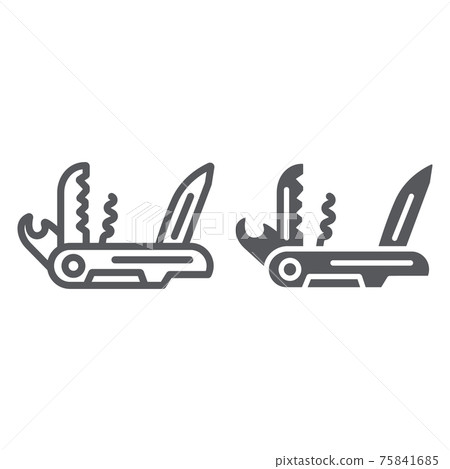 Multi tool line and glyph icon, camping and multifunction, pocket knife sign, vector graphics, a linear pattern on a white background. 75841685