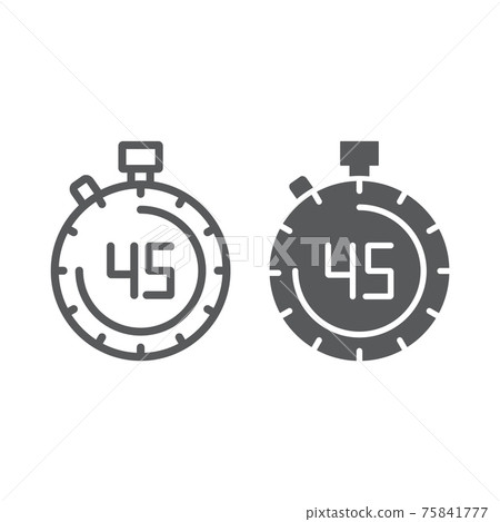 Stopwatch line and glyph icon, countdown and time, timer sign, vector graphics, a linear pattern on a white background. Stopwatch line and glyph icon, countdown and time, timer sign, vector graphics, a linear pattern on a white background. 75841777