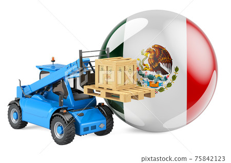 Mexican Flag With Telescopic Handler Truck And Stock Illustration 75842123 Pixta