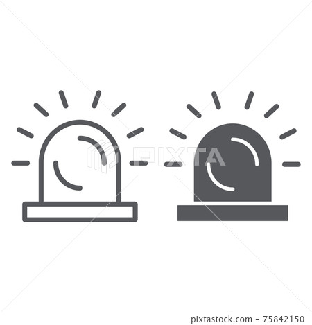 Siren thin line and glyph icon, light and caution, alarm sign, vector graphics, a linear pattern on a white background. Siren thin line and glyph icon, light and caution, alarm sign, vector graphics, a linear pattern on a white background. 75842150