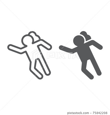Crime scene line and glyph icon, accident and murder, victim sign, vector graphics, a linear pattern on a white background. Crime scene line and glyph icon, accident and murder, victim sign, vector graphics, a linear pattern on a white background. 75842208