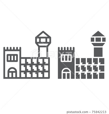 Prison line and glyph icon, cell and arrest, jail sign, vector graphics, a linear pattern on a white background. Prison line and glyph icon, cell and arrest, jail sign, vector graphics, a linear pattern on a white background. 75842213