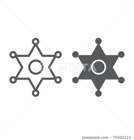 Sheriff badge line and glyph icon, law and officer, police badge sign, vector graphics, a linear pattern on a white background. 75842214