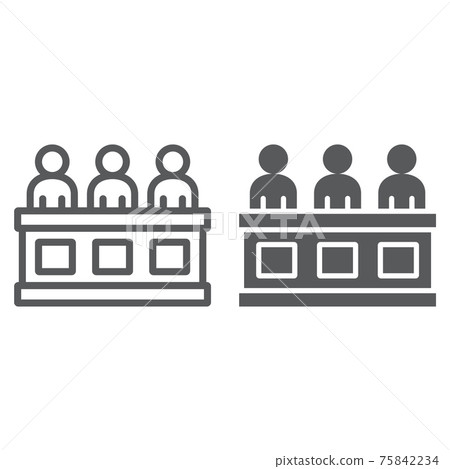 Jury line and glyph icon, court and law, tribunal sign, vector graphics, a linear pattern on a white background. 75842234