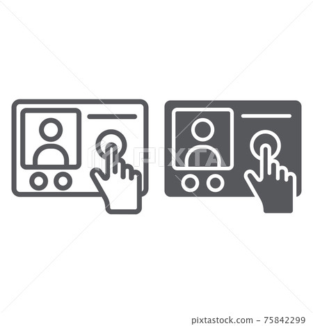 Intercom telephone line and glyph icon, communication and electronic, phone sign, vector graphics, a linear pattern on a white background. 75842299