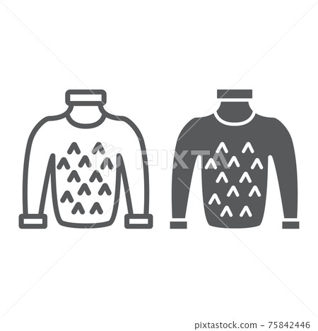 Sweater line and glyph icon, clothes and warm, jumper sign, vector graphics, a linear pattern on a white background. 75842446