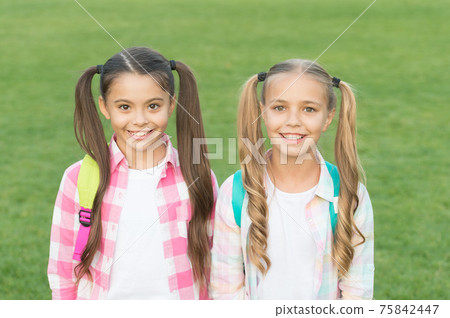 September. Vacation is over. Back to school. Cute schoolgirls September. Vacation is over. Back to school. Cute schoolgirls 75842447