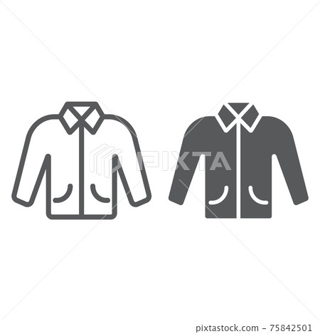 Jacket line and glyph icon, clothes and fashion, clothing sign, vector graphics, a linear pattern on a white background. Jacket line and glyph icon, clothes and fashion, clothing sign, vector graphics, a linear pattern on a white background. 75842501