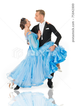 ballroom dance couple in a dance pose isolated on white background. ballroom dance couple in a dance pose isolated on white background. 75842800