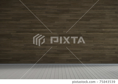 Empty interior with brown wood paneling wall. 3d rendering Empty interior with brown wood paneling wall. 3d rendering 75843539