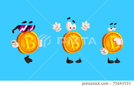 Set Of Funny Bitcoin Characters, Cryptocurrency... - Stock Illustration ...