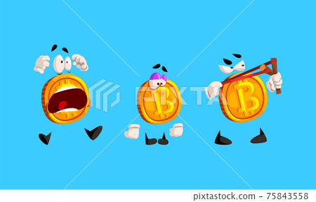 Set of Funny Bitcoin Characters, Cryptocurrency with Various Face Expressions Cartoon Vector Illustration Set of Funny Bitcoin Characters, Cryptocurrency with Various Face Expressions Cartoon Vector Illustration 75843558