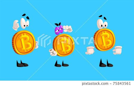 Set of Bitcoin Characters, Cryptocurrency with Various Emotions Cartoon Vector Illustration Set of Bitcoin Characters, Cryptocurrency with Various Emotions Cartoon Vector Illustration 75843561