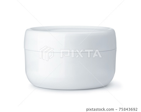 Front view of blank plastic cosmetic jar Front view of blank plastic cosmetic jar 75843692