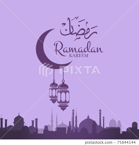 Ramadan illustration with lanterns hanging 75844144