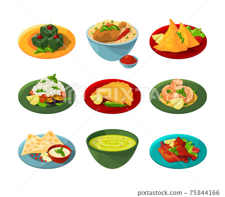 Cartoon set of traditional indian food in... - Stock Illustration  [75844166] - PIXTA