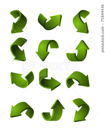 Set of different 3d arrows green color. pictures Set of different 3d arrows green color. pictures 75844436