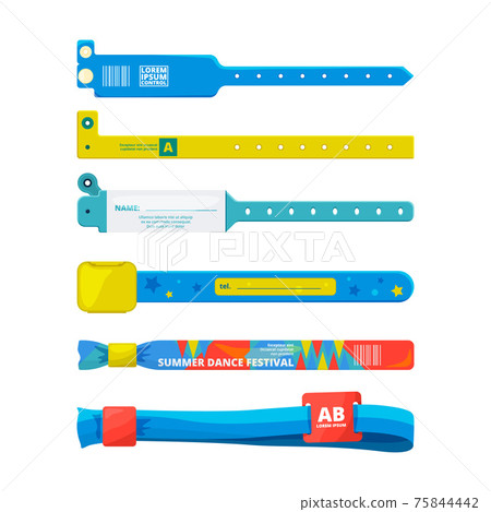 Design template of entrance bracelet at concert zone, performing party, dancing club. Event for party 75844442