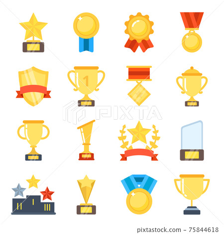Golden cups for winners and others sport trophy 75844618