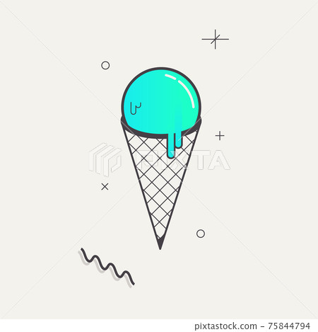 Simple minimalistic Abstract isometric flat decorative ice cream.Geometric element.Gradient Blue, mint. Illustration. Print for poster, banner, web. Memphis graphic design style. Summer season image. Simple minimalistic Abstract isometric flat decorative ice cream.Geometric element.Gradient Blue, mint. Illustration. Print for poster, banner, web. Memphis graphic design style. Summer season image. 75844794