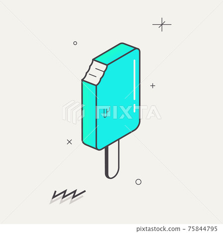 Simple minimalistic Abstract isometric flat decorative ice cream.Geometric element.Gradient Blue, mint. Illustration. Print for poster, banner, web. Memphis design style. Summer season image. Vector Simple minimalistic Abstract isometric flat decorative ice cream.Geometric element.Gradient Blue, mint. Illustration. Print for poster, banner, web. Memphis design style. Summer season image. Vector 75844795