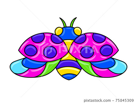 Decorative ornamental stylized ladybug. Mexican ceramic cute naive art. 75845309