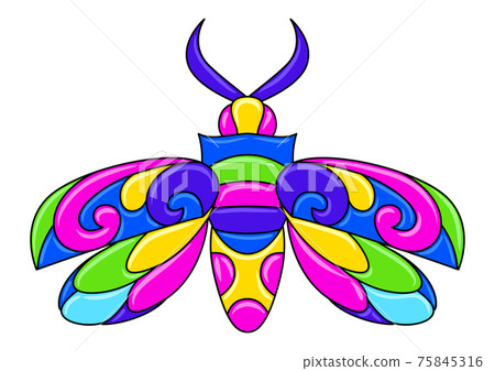 Decorative ornamental stylized beetle. Mexican ceramic cute naive art. Decorative ornamental stylized beetle. Mexican ceramic cute naive art. 75845316