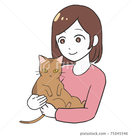 一個女人抱著一個阿比西尼亞 一個女人抱著一個阿比西尼亞 75845546