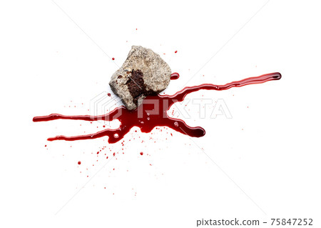 Cement rock with blood on white Cement rock with blood on white 75847252