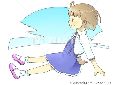 A girl relaxing under the blue sky A girl relaxing under the blue sky 75848243