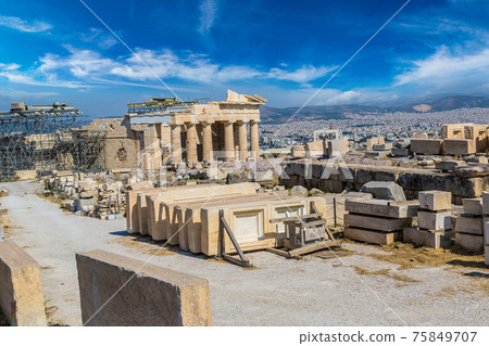 Erechtheum temple ruins on the Acropolis in Athens Erechtheum temple ruins on the Acropolis in Athens 75849707