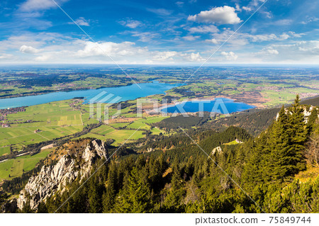 Green fields next to Neuschwanstein Green fields next to Neuschwanstein 75849744