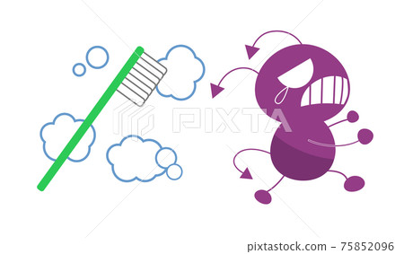 Toothbrush and germ character Toothbrush and germ character 75852096