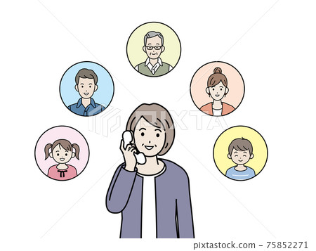 老年婦女打電話給家庭年長者老年人電話對話插圖素材 老年婦女打電話給家庭年長者老年人電話對話插圖素材 75852271