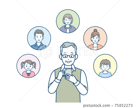 視頻通話打電話給家人的老人老年人通話對話插圖素材 視頻通話打電話給家人的老人老年人通話對話插圖素材 75852273