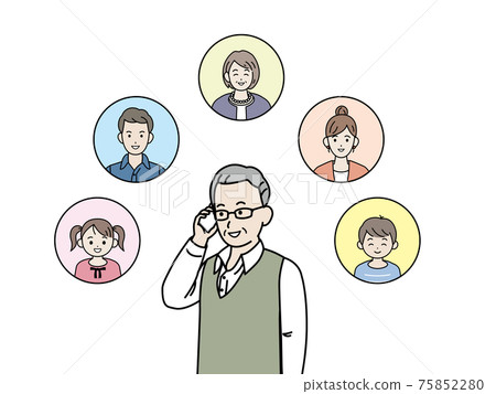 老人打電話給家庭年長者老年人電話對話插圖素材 老人打電話給家庭年長者老年人電話對話插圖素材 75852280
