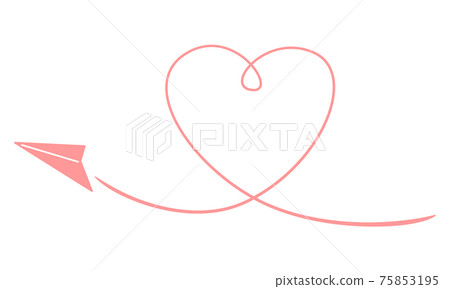 A paper plane that draws the trajectory of a heart 75853195