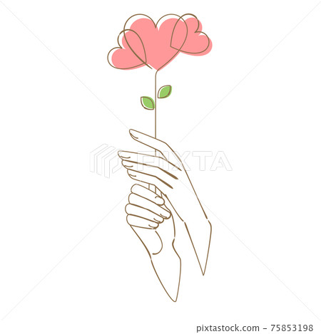 用雙手和心花的插圖 75853198