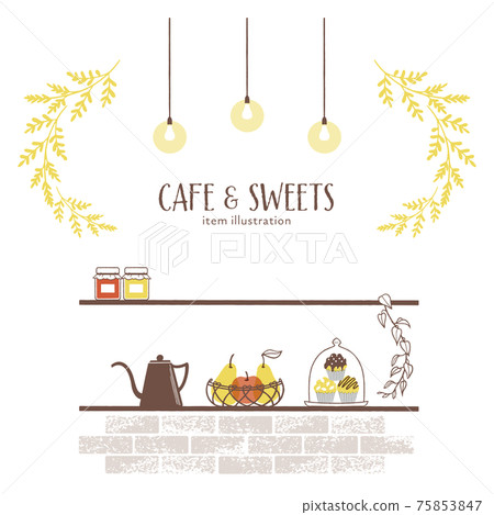 Illustration of display shelves and cafe goods-4 / color 75853847