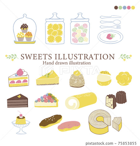 Illustrations of various sweets-2 / Simple touch / Color 75853855