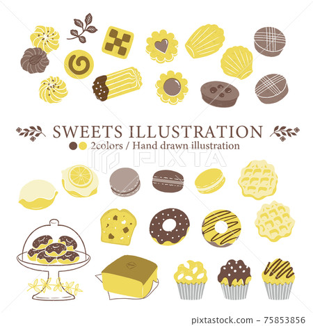 Illustrations of various sweets-3 / Simple touch 75853856