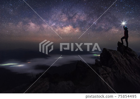 Leader and Milky Way Galaxy landscape. Leader and Milky Way Galaxy landscape. 75854495