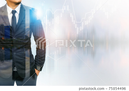 Double exposure of a businessman 75854496